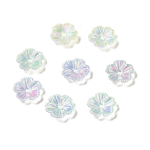 

PandaHall Opaque Acrylic Bead Caps, Flower, Colorful, 12x13x3mm, Hole: 1.5mm Acrylic