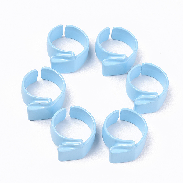 

PandaHall Spray Painted Alloy Cuff Rings, Open Rings, Cadmium Free & Lead Free, Light Sky Blue, US Size 7 1/4(17.5mm) Alloy