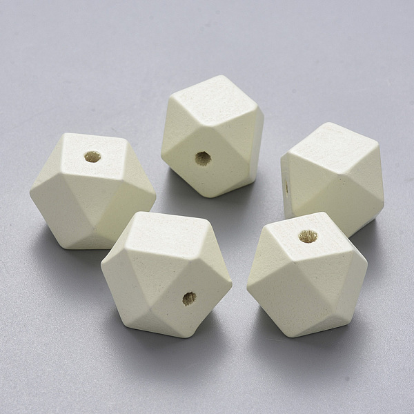 

PandaHall Painted Natural Wood Beads, Polygon, Creamy White, 15.5x16x16mm, Hole: 3.5mm Schima Wood Polygon