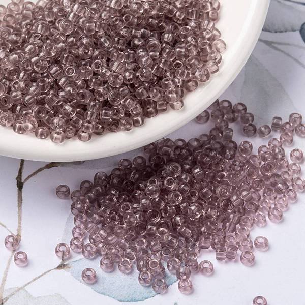 

PandaHall MIYUKI Round Rocailles Beads, Japanese Seed Beads, (RR142L) Transparent Light Amethyst, 8/0, 3mm, Hole: 1mm, about 422~455pcs/10g..., Purple