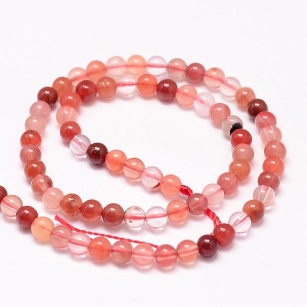 

PandaHall Natural Red Quartz Beads Strands, Round, 4mm, Hole: 1mm, about 95pcs/strand, 15.7 inch Other Quartz Round