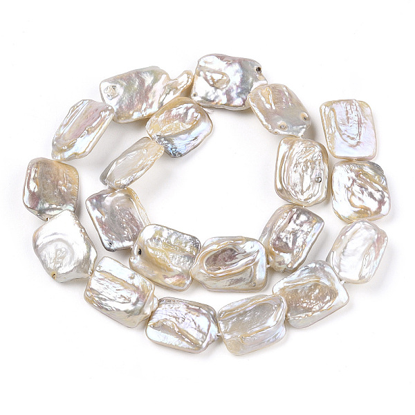 

PandaHall Baroque Natural Keshi Pearl Beads Strands, Freshwater Pearl, Rectangle, Seashell Color, 19~25x15~16x5~6mm, Hole: 0.7mm, about...