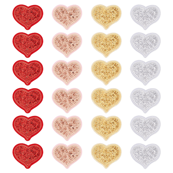

PandaHall 24Pcs 4 Colors Wool Felt Iron on/Sew on Clothing Patches, PVC Sequin Embroided Appliques, Heart, Mixed Color, 42.5x49x1.3mm..., Multicolor