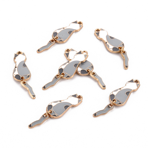 

PandaHall Eco-Friendly Alloy Enamel Pendants, Cadmium Free & Lead Free & Nickel Free, Light Gold, Cat, Light Grey, 35x10x1.5mm, Hole: 1.6mm...