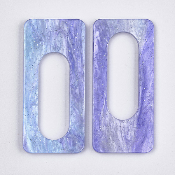 

PandaHall Cellulose Acetate(Resin) Big Pendants, with Glitter Powder, Rectangle, Medium Slate Blue, 57x26x2.5mm, Hole: 36x13mm Cellulose..., Purple