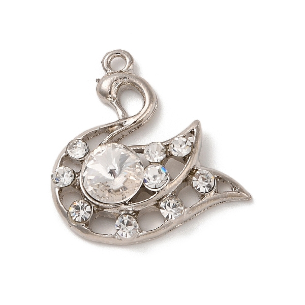 

PandaHall Alloy Pendants, with Glass Rhinestone, Swan, Platinum, 27.5x26.5x6mm, Hole: 1.8mm Alloy+Rhinestone Swan Clear