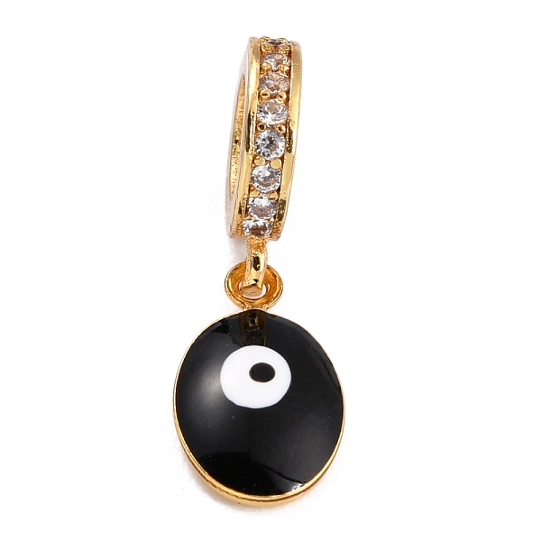 

PandaHall Brass Micro Pave Clear Cubic Zirconia European Dangle Charms, with Enamel, Long-Lasting Plated, Flat Round with Evil Eye, Golden..., Black