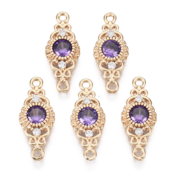 

PandaHall Brass Micro Pave Cubic Zirconia Links Connectors, with Glass, Horse Eye, Long-Lasting Plated, Light Gold, Dark Violet, 19.5x8x3mm...