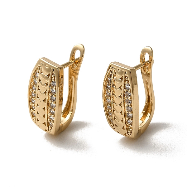 

PandaHall Brass Micro Pave Cubic Zirconia Hoop Earring, Light Gold, 19x9mm Brass