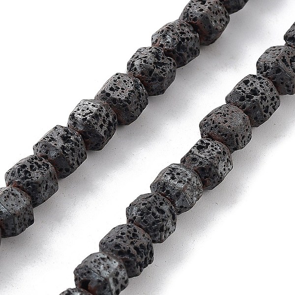 

PandaHall Natural Lava Rock Beads Strands, Frosted, Hexagon, 6x6x6.5mm, Hole: 1mm, about 63pcs/strand, 15.35 inch(39cm) Lava Rock Hexagon