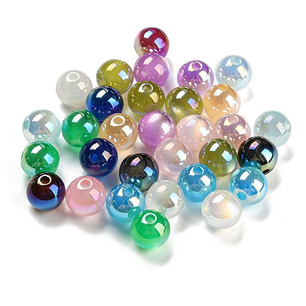 

PandaHall UV Plating Iridescent Acrylic Beads, Round, Mixed Color, 8mm, Hole: 1.6mm Acrylic Round Multicolor