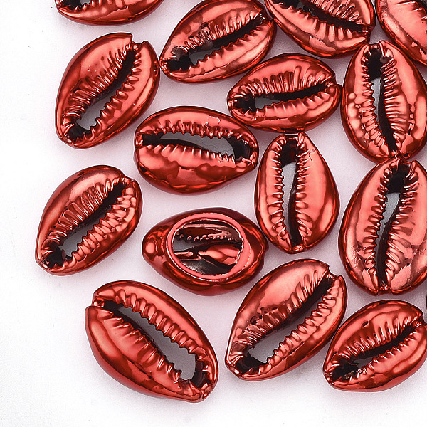

PandaHall UV Plated Natural Cowrie Shell Beads, No Hole/Undrilled, Red, 17~23x12~16x6~7mm Cowrie Shell Shell Shape Red