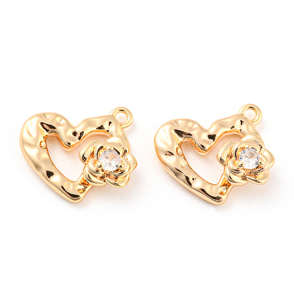

PandaHall Brass Micro Pave Cubic Zirconia Charms, Heart, Real 18K Gold Plated, 12x14x5mm, Hole: 1.2mm Brass+Cubic Zirconia Heart Clear