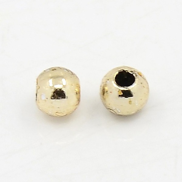 

PandaHall Plating Plastic Acrylic Round Beads, Light Gold Plated, 10mm, Hole: 2mm, about 800pcs/pound Acrylic Round