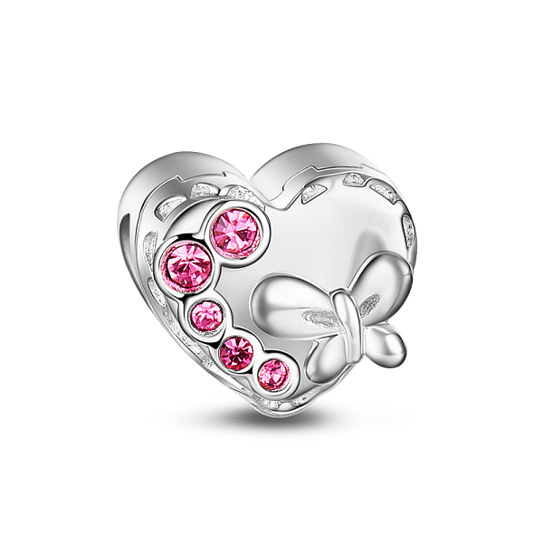 

PandaHall TINYSAND Heart Rhodium Plated 925 Sterling Silver Cubic Zirconia European Large Hole Beads, Platinum, 9.01x9.58x10.83mm, Hole...
