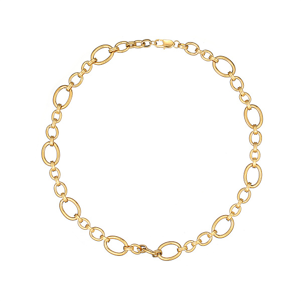 

PandaHall Stylish Unisex Stainless Steel Irregular Buckle Bracelet/Necklace, Golden Stainless Steel