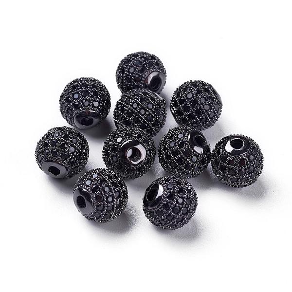 

PandaHall CZ Brass Micro Pave Grade AAA Gunmetal Color Cubic Zirconia Round Beads, Cadmium Free & Nickel Free & Lead Free, Gunmetal, 8mm...