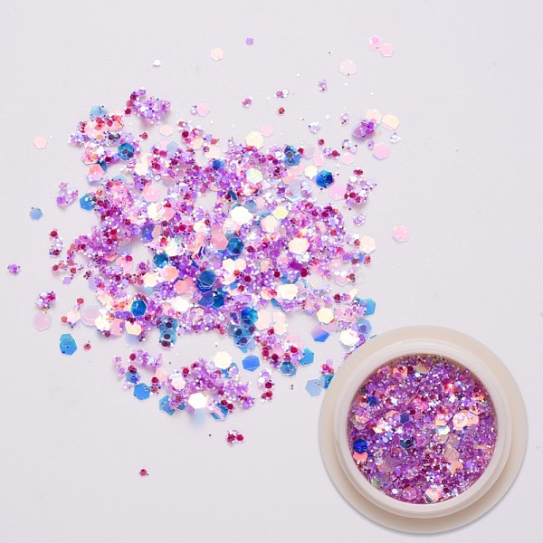 

PandaHall Shiny Nail Art Glitter Flakes, Holographic Nail Sequins Hexagon Iridescent Chameleon Powder, for DIY Design Manicure, Blue Violet..., Purple