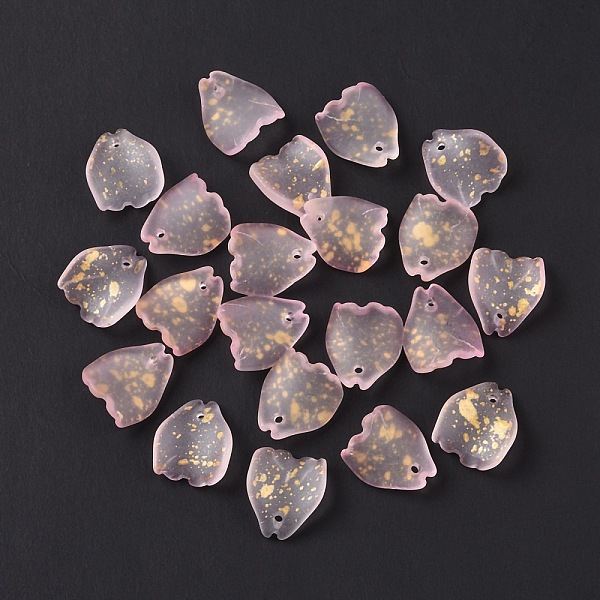 

PandaHall Glass Charms, with Gold Foil, Frosted, Dyed & Heated, Petal, Pink, 13x11x4mm, Hole: 1mm Glass Petaline Pink