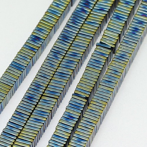 

PandaHall Electroplate Non-magnetic Synthetic Hematite Heishi Beads Strands, Thin Slice Flat Square Beads, Grade A, Green Plated, 4x4x1mm...
