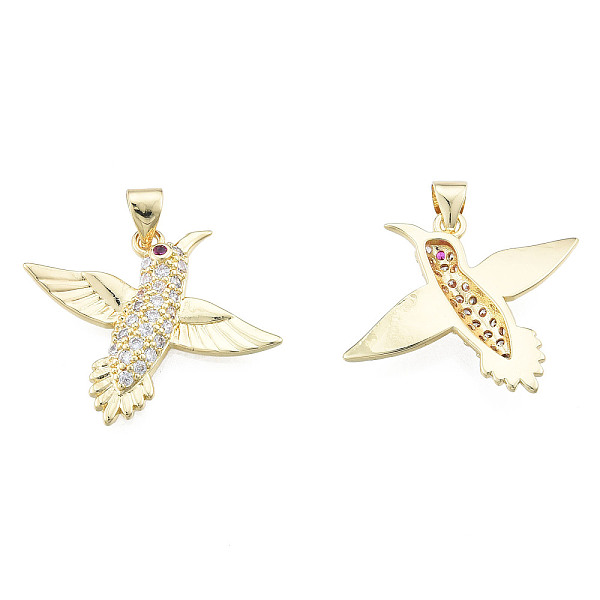 

PandaHall Brass Micro Pave Clear Cubic Zirconia Pendants, with Brass Snap on Bails, Nickel Free, Bird, Real 18K Gold Plated, 22x27x3.5mm...