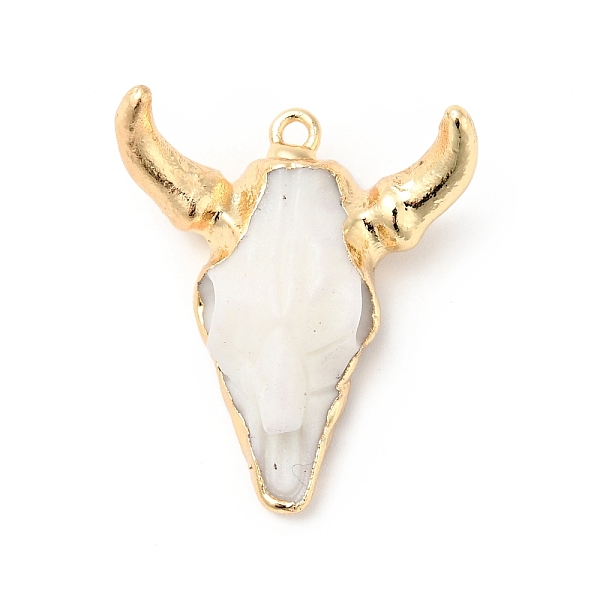 

PandaHall Opaque Resin Pendants, with Light Gold Tone Brass Finding, Cattle's Head Charms, White, 30x27x8mm, Hole: 1.8mm Brass+Resin Cattle...