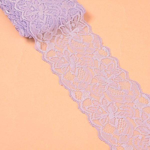 

PandaHall Elastic Lace Trim, Lace Ribbon For Sewing Decoration, Lilac, 80mm Polyester Purple