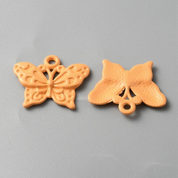 

PandaHall Baking Painted Alloy Pendants, Butterfly Charm, Orange, 16.5x20x2mm, Hole: 1.5mm Alloy Butterfly Orange