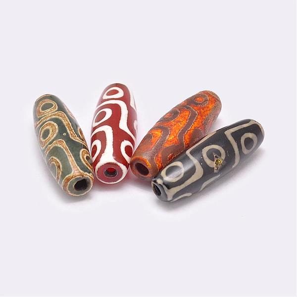 

PandaHall Tibetan Style 9-Eye dZi Beads , Natural Agate Beads, Dyed & Heated, Rice, Mixed Color, 29~30x9~11mm, Hole: 2.5~3mm Tibetan Agate..., Multicolor