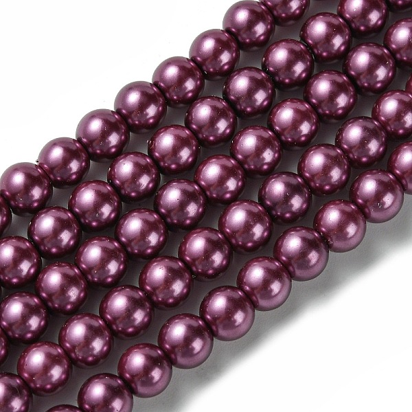 

PandaHall Eco-Friendly Dyed Glass Pearl Round Beads Strands, Grade A, Cotton Cord Threaded, Medium Violet Red, 6mm, Hole: 0.7~1.1mm, about...