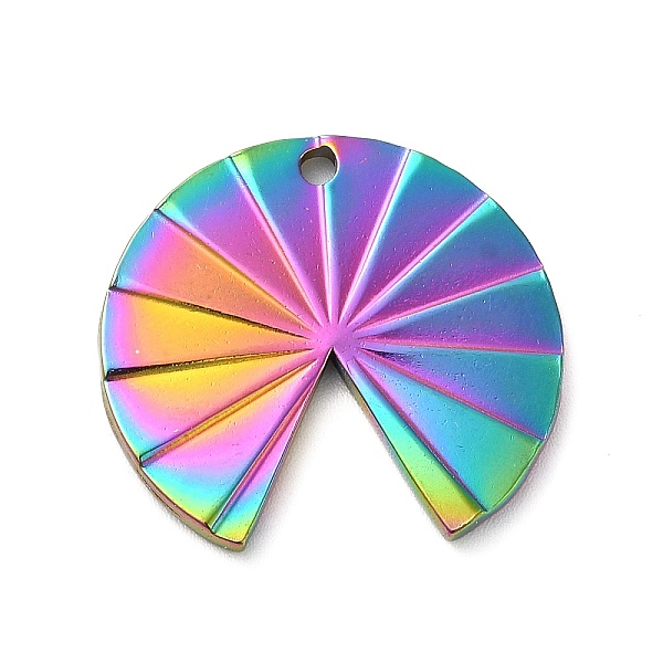 

PandaHall Ion Plating(IP) 304 Stainless Steel Pendants, Fan Charm, Rainbow Color, 25x23.5x2mm, Hole: 1.6mm 304 Stainless Steel Fan