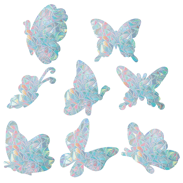 PandaHall GORGECRAFT 8 Styles Butterfly Window Clings Anti Collision Rainbow Window Stickers for Birds Strike Decals Non Adhesive Prismatic...