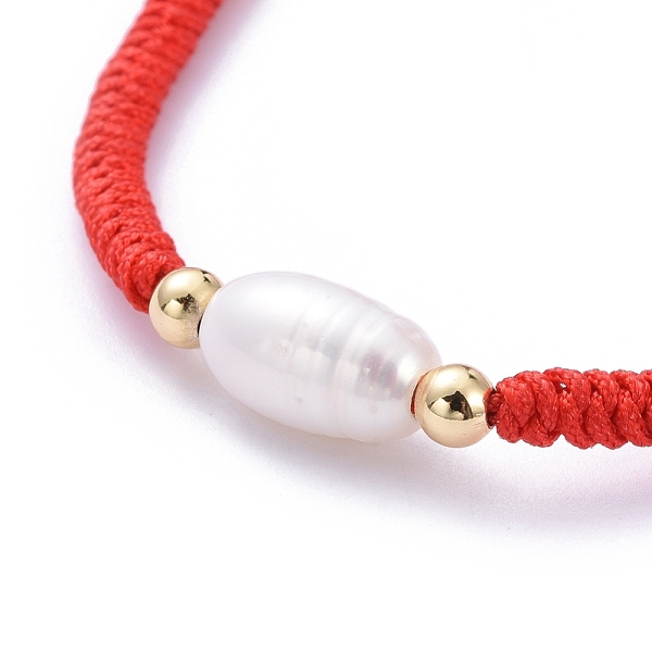 

PandaHall Adjustable Nylon Threads Braided Bead Bracelets, Red String Bracelets, with Natural Cultured Freshwater Pearl and Golden Plated...