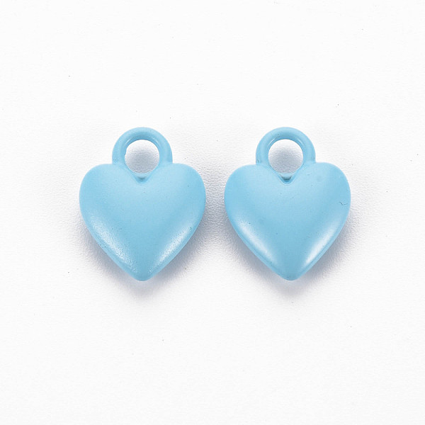 

PandaHall Spray Painted Alloy Charms, Cadmium Free & Lead Free, Heart, Light Sky Blue, 14.5x11x4mm, Hole: 3mm Alloy Heart