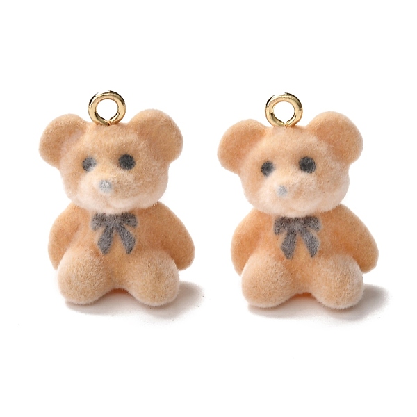 

PandaHall Flocky Resin Pendants, with Alloy Findings, Bear, PeachPuff, 22x15x12mm, Hole: 2mm Resin Bear Brown