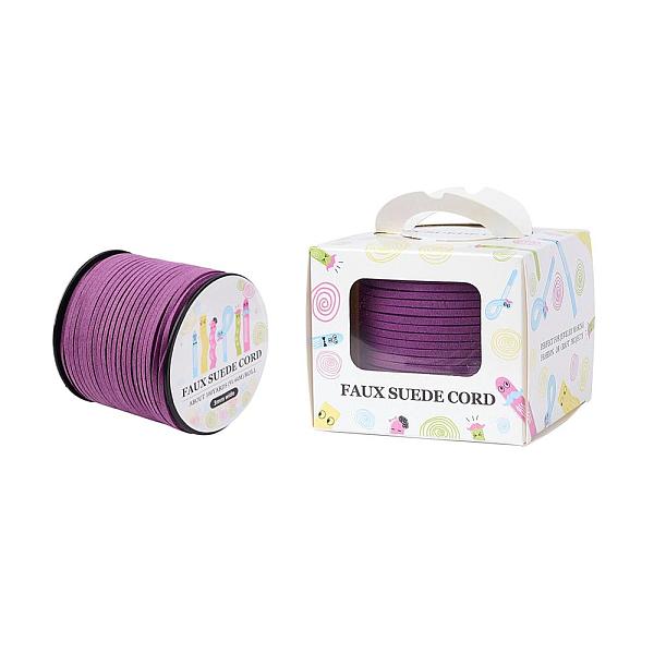 

PandaHall Faux Suede Cord, Faux Suede Lace, Paper Box Packing, Purple, 3.0x1.4mm, about 98.43yards/roll(90m/roll) Faux Suede Purple