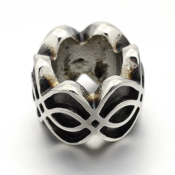 

PandaHall Retro 304 Stainless Steel Big Hole Rondelle Beads, Antique Silver, 7.5x11mm, Hole: 6mm 304 Stainless Steel Rondelle