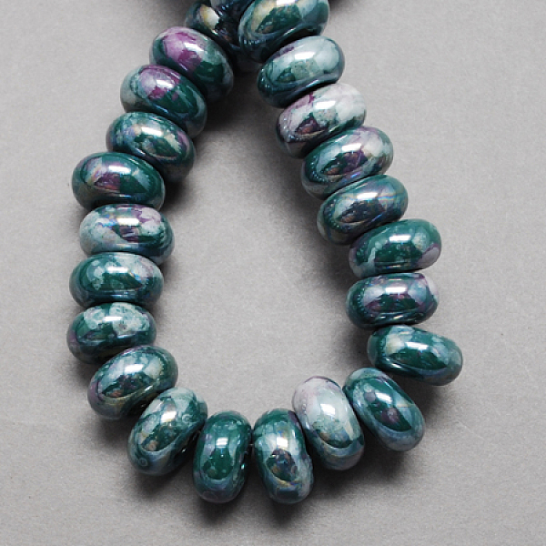 

PandaHall Handmade Porcelain European Beads, Large Hole Beads, Pearlized, Rondelle, Dark Cyan, 12x9mm, Hole: 4mm Porcelain Rondelle Cyan