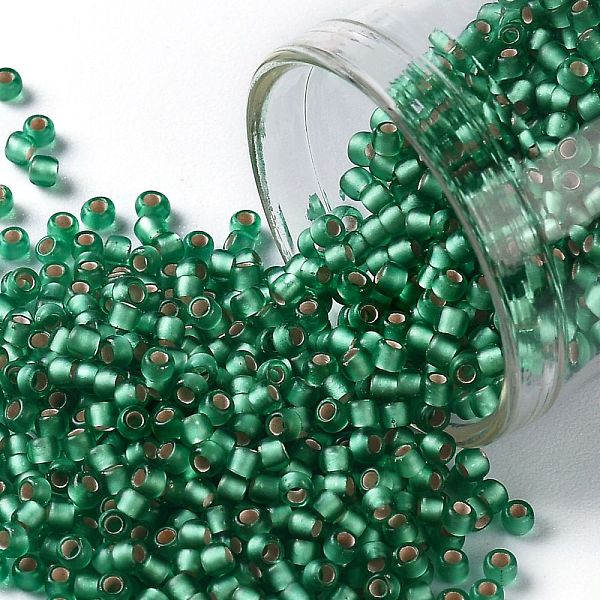 

PandaHall TOHO Round Seed Beads, Japanese Seed Beads, (24BF) Silver Lined Frost Dark Peridot, 11/0, 2.2mm, Hole: 0.8mm, about 1110pcs/bottle..., Green
