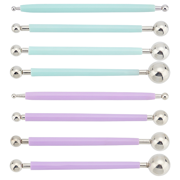 PandaHall UNICRAFTALE 8pcs Metal Ball DIY Tools 12.5~13.5cm Stainless Steel Double Headed Modelling Ball Clay Carving Tool Decorating Clay...