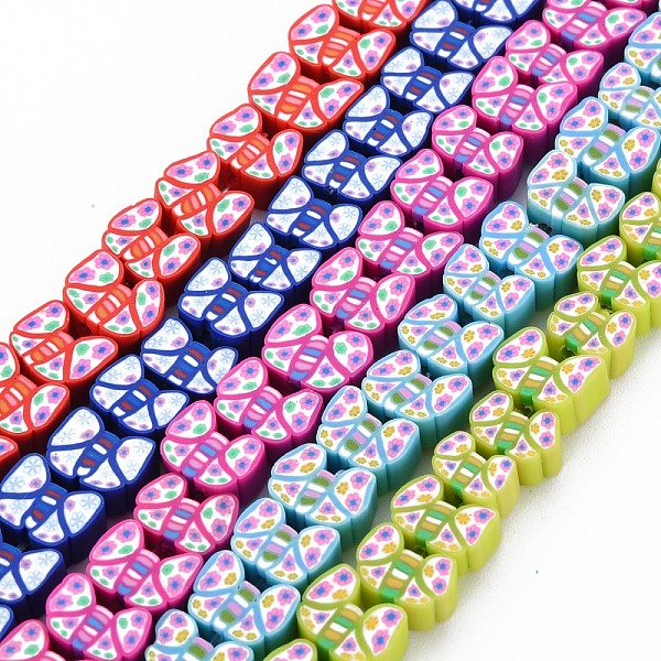 

PandaHall Handmade Polymer Clay Bead Strands, Butterfly, Mixed Color, 6~8.5x8~11.5x4~5.5mm, Hole: 1.6mm, about 40pcs/strand, 11.02..., Multicolor