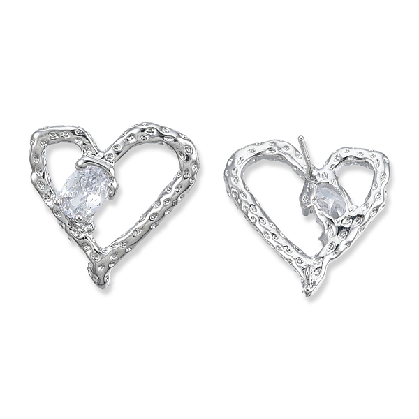 

PandaHall Clear Cubic Zirconia Heart Stud Earrings, Brass Jewelry for Women, Cadmium Free & Nickel Free & Lead Free, Real Platinum Plated...