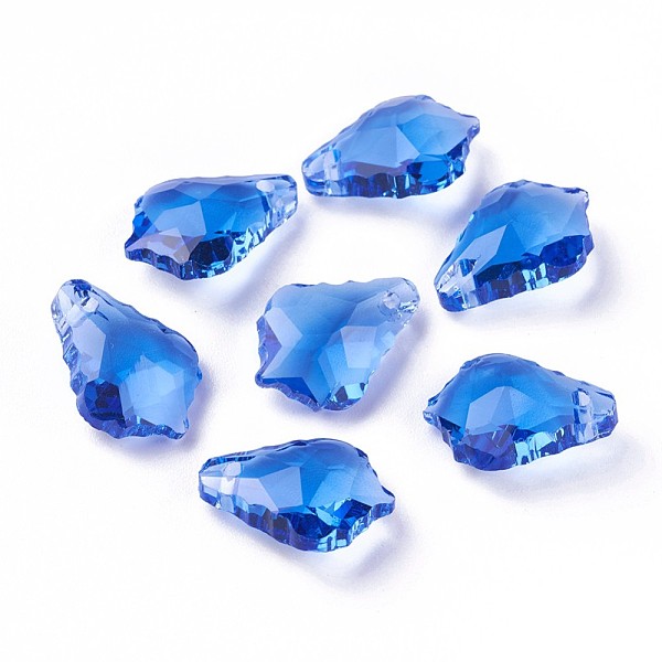 

PandaHall Faceted Glass Pendants, Leaf, Royal Blue, 16x11x6mm, Hole: 1.5mm Glass Leaf Blue