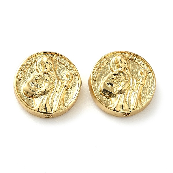

PandaHall Rack Plating Brass Beads, Long-Lasting Plated, Cadmium Free & Lead Free, Flat Round, Real 18K Gold Plated, 15x6.7mm, Hole: 1.4mm...