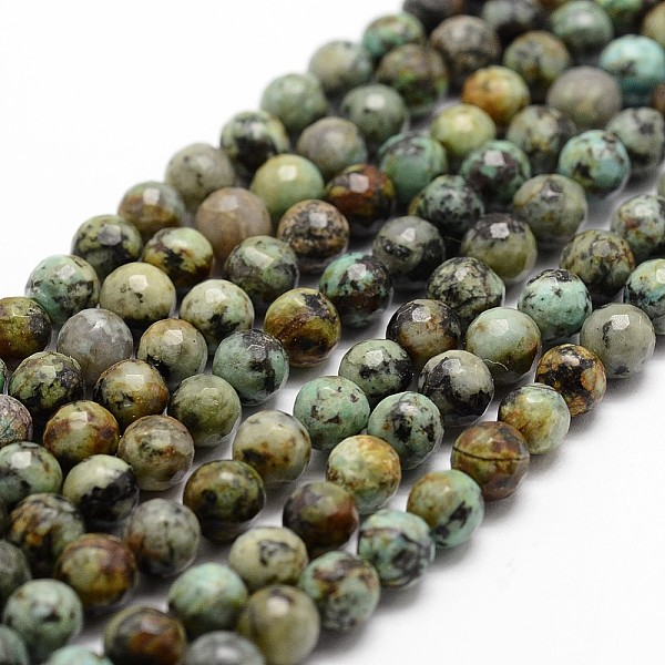 Brins de perles turquoises africaines naturelles (jaspe)