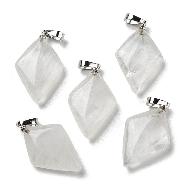 

PandaHall Natural Quartz Crystal Pendants, Rock Crystal Pendants, with Platinum Tone Brass Findings, Rhombus Charm, 28~29x17~18x5.5~6mm...
