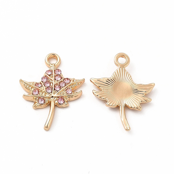 

PandaHall Rack Plating Eco-friendly Alloy Rhinestone Pendants, Maple Leaf Charm, Golden, Light Rose, 21x16.5x2.5mm, Hole: 1.2mm..., Pink