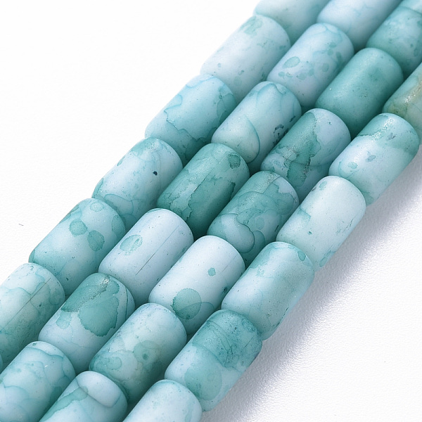

PandaHall Opaque Baking Painted Crackle Glass Beads Strands, Frosted, Column, Turquoise, 7.5x4.5mm, Hole: 1mm, about 49pcs/strand, 18.31..., Green