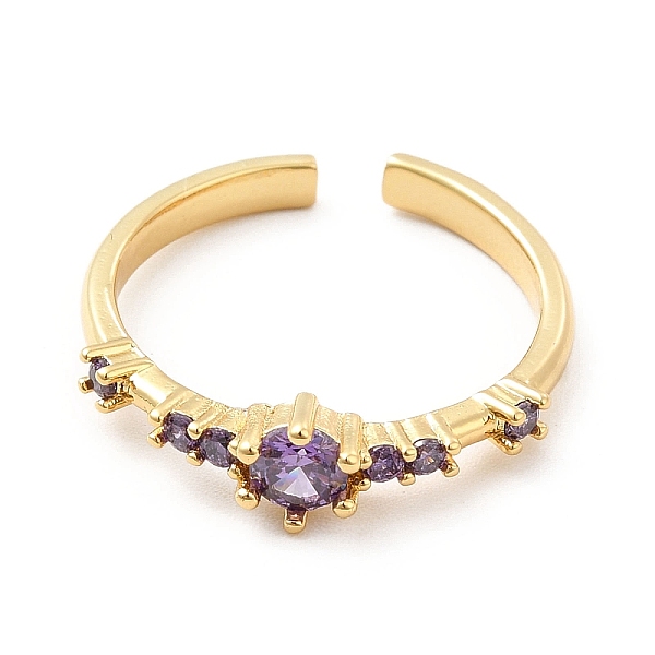

PandaHall Purple Cubic Zirconia Open Cuff Ring, Rack Plating Brass Jewelry for Women, Cadmium Free & Lead Free, Real 18K Gold Plated, US...