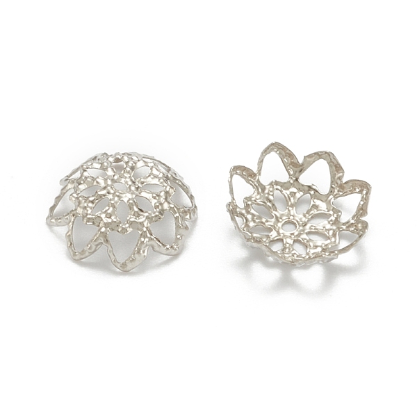 

PandaHall Iron Fancy Bead Caps, Flower, Platinum, 10x4mm, Hole: 1mm Iron